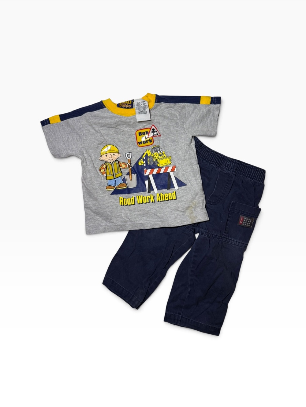 Vintage Bob the Builder Road Work Ahead T-shirt and Pants Set